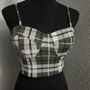 Plaid Crop Top in Green and White